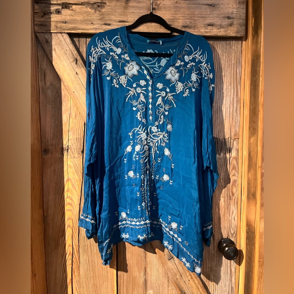 Blue embroidered long sleeve